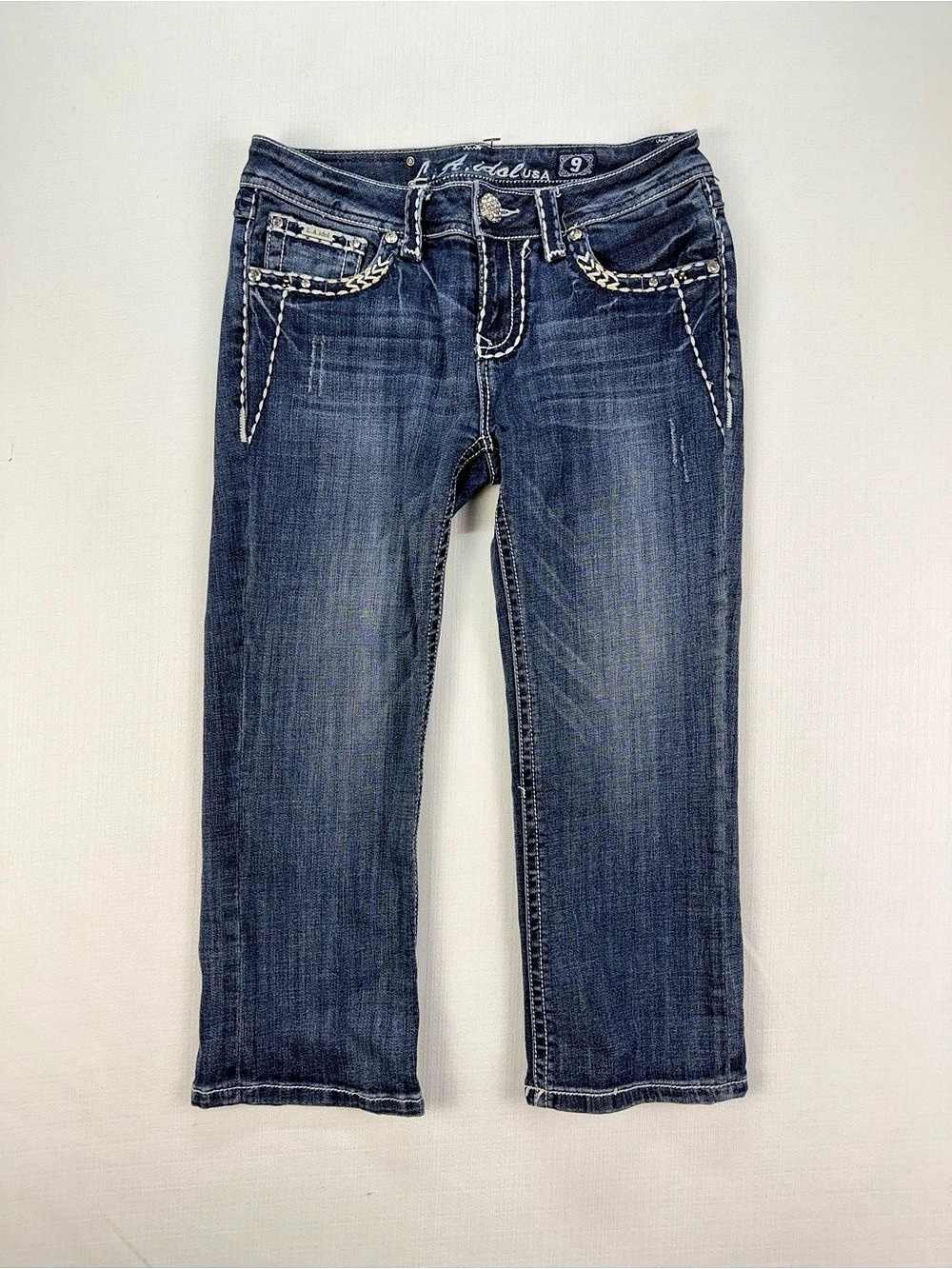 La Idol USA Embellished Bootcut Jeans Blue Size 9